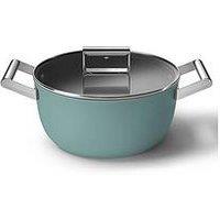 Smeg 24Cm Retro Casserole Pan With Lid, Aluminium, Emerald Green