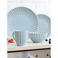 Swan 16 Piece Scallop Edge Stoneware Dinner Set, Blue