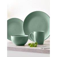 Tower 16 Piece Dinner Set With Smooth Matte Glaze Finish, Sage