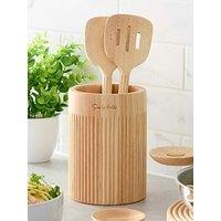 Sur La Table Set Of 4 Utensils With Holder, Colour Me Happy, Natural Wood