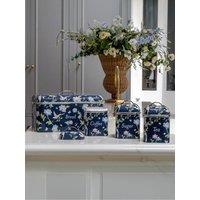 Laura Ashley Bread Bin And Set Of 3 Canisters - Elveden Blue