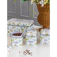 Laura Ashley Bread Bin And Set Of 3 Canisters, Wild Meadow