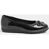 Yours Patent Ballet Pumps In Wide E Fit - Black