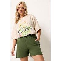 Yours Curve Pocket Detail Jogger Shorts - Khaki Green