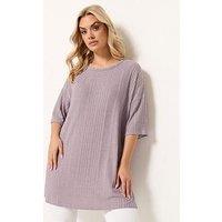 Yours Curve Ribbed Oversized T-Shirt - Purple