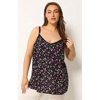 Yours Curve Daisy Trim Cami - Black