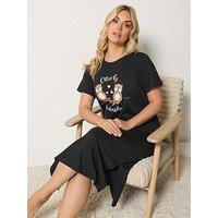 Yours Curve 'Otterly Adorable' Midaxi Nightdress - Black
