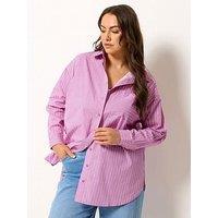 Yours Curve Stripe Detail Shirt - Pink