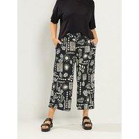Yours Curve Floral Jersey Midaxi Culotte - Black