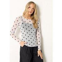 Long Tall Sally Tall Spot Mesh Top - White