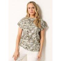 Long Tall Sally Tall Animal Printed Grown On Sleeve Top - Natural Brown