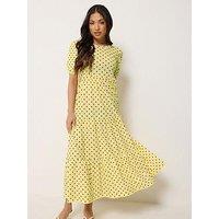 Pixiegirl Petite Spot Tiered Maxi Dress - Yellow