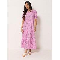 Pixiegirl Spot Tiered Maxi Dress - Pink