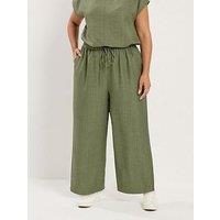 Yours Curve Co-Ord Wide Leg Trousers - Green
