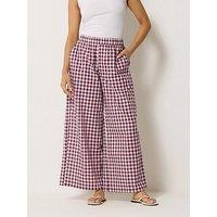 Pixiegirl Petite Gingham Wide Leg Trouser - Red