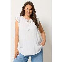 Yours Curve Tie Neck Blouse - White