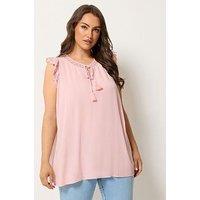 Yours Curve Tie Neck Blouse - Pink