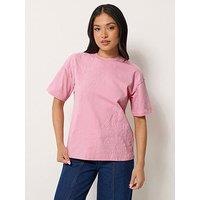 Yours Petite Paisley Puff Short Sleeve T-Shirt - Pink