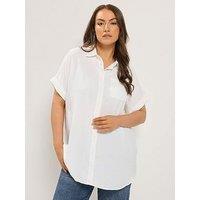 Yours Curve Grown On Sleeve Shirt - White