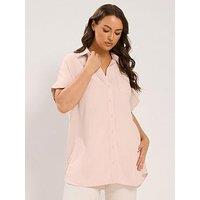 Yours Curve Grown On Sleeve Shirt - Pink
