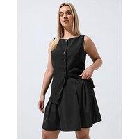 Yours Curve Pleated Mini Skirt - Black