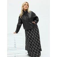 Yours Curve Checked Skirt - Black