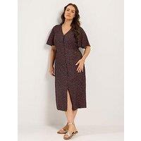 Yours Curve Shirred Waist Tea Dress - Black