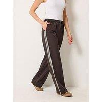 Long Tall Sally Tall Side Stripe Wide Leg Trousers 34" - Brown
