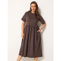 Yours Curve Throw On Smock Dress - Brown