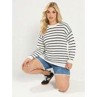 Yours Curve Stripe Jumper - Cream