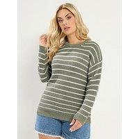 Yours Curve Stripe Jumper - Green