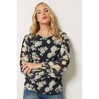 Yours Tall Floral Georgette Top - Black