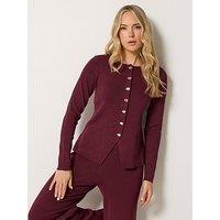 Long Tall Sally Tall Button Through Cardigan - Burgundy
