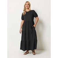 Yours Curve Puff Sleeve Dress - Black
