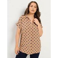 Yours Curve Pleat Front Shirt - Cream