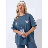 Yours Curve Wellness Studio Active T-Shirt - Blue