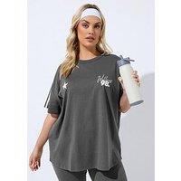 Yours Curve Wellness Studio Active T-Shirt - Grey