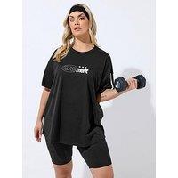 Yours Curve Movement Active T-Shirt - Black
