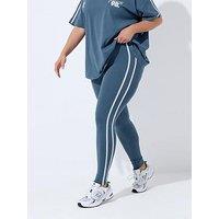 Yours Curve Active Side Stripe Leggings - Blue