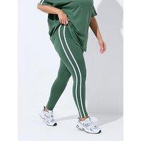 Yours Curve Active Side Stripe Legging - Green