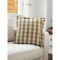 The Very Collection Check Frayed Edge Cushion - Green