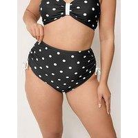 Yours Curve Polka Dot Super High Waist Brief - Black