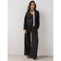 The Very Collection Women'S Wide Leg Tailored Trousers - Black