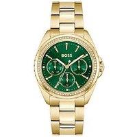 Boss Yellow Gold Ip Green Dial Atea Bracelet Watch