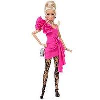 Barbie Deluxe Style Edition Fashion Doll In Pink Ruffle Dress With Handbag, Patterned Tights And Heels