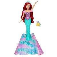 Disney Princess Ariel Transforming Fashion Doll With Human To Mermaid Transformation, Flounder Figure And Tiara Accessories