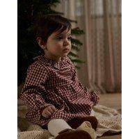 Lil Atelier Baby Girls Long Sleeve Frill Scallop Dress - Red