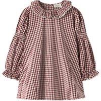 Lil Atelier Girls Mini Gingham Long Sleeve Button Dress - Red