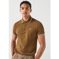 Lacoste Regular Fit L.12.12 Tipped Polo Shirt - Brown