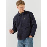 Lacoste Mens Brushed Cotton Twill Button-Through Overshirt - Navy